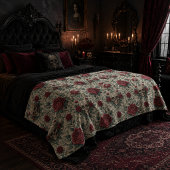 Gothische Schädel und rote Rosen Fleecedecke