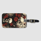 Gothische Schädel und rote Rosen Gepäckanhänger (Vorderseite (Horizontal))