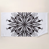 Gothische Schlange Mandala Tattoo Schwarz und Weiß Strandtuch (Vorderseite)