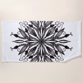 Gothische Schlange Mandala Tattoo Schwarz und Weiß Strandtuch
