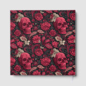 Gothische schwarze Blumen-Schädel Gästebuch (Rückseite)