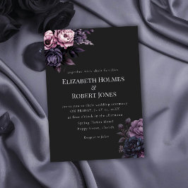 Gothische schwarze Blumenhochzeitseinladung Einladung