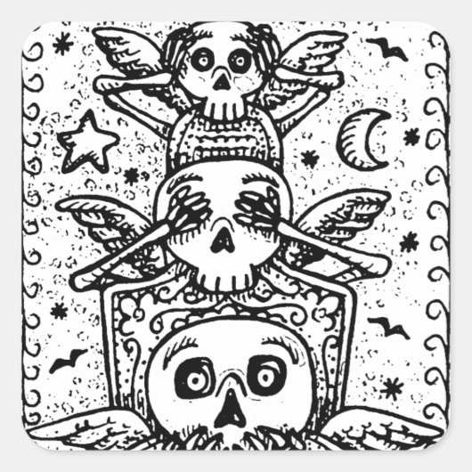 GOTHISCHE SEHEN KEINE BEWEISE, FRIEDHOF SKELETON S QUADRATISCHER AUFKLEBER (Vorderseite)