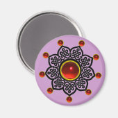 GOTHISCHE SONNE Roter Rubin-Edelstein Magnet (Vorderseite/Rückseite)