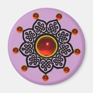 GOTHISCHE SONNE Roter Rubin-Edelstein Magnet
