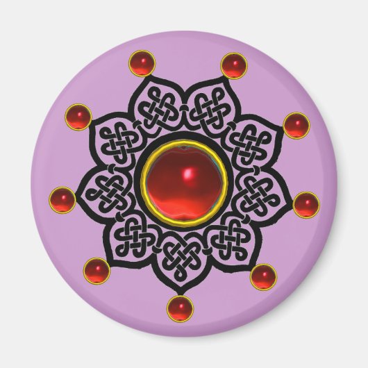 GOTHISCHE SONNE Roter Rubin-Edelstein Magnet (Vorne)