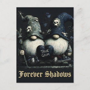 Gothische "True Grim" Gnome mit "Forever Shadows" Postkarte