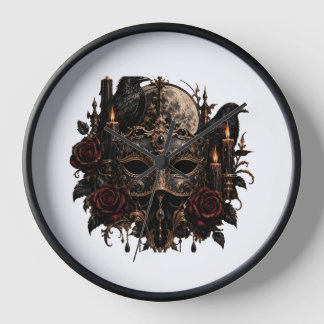 Gothische Venezianische Maskenmaske Schwarz Gold D Uhr