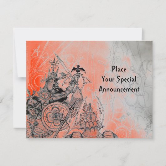 GOTHISCHE WARRIOREN , schwarz, weiß und rot Einladung (Rückseite)