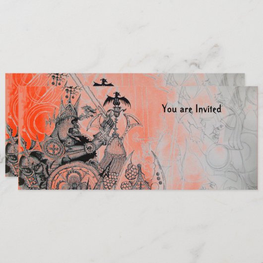 GOTHISCHE WARRIOREN , schwarz, weiß und rot Einladung (Vorne/Hinten)