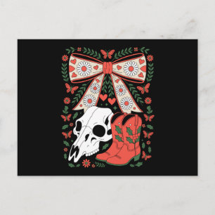 Gothische Weihnachts-Cowboystiefel Totenkopf Schle Feiertagspostkarte