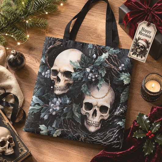 Gothische Weihnachts-Schädel Gruseliges Creepmas Tasche