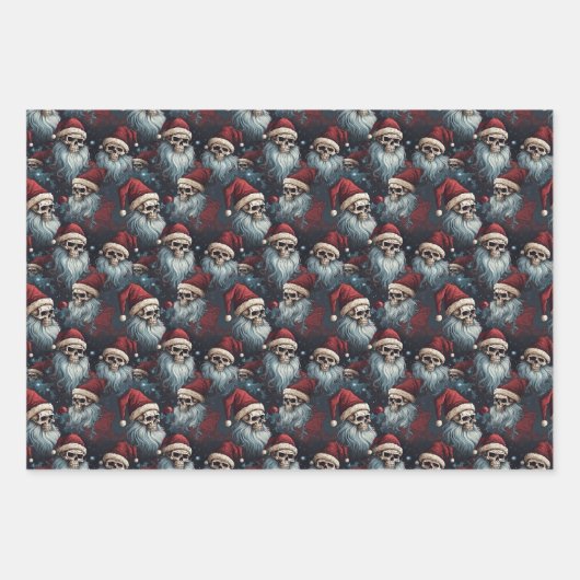 Gothische Weihnachtskugeln in Weihnachtsmannmützen Geschenkpapier Set (Vorderseite 3)