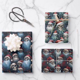 Gothische Weihnachtskugeln in Weihnachtsmannmützen Geschenkpapier Set