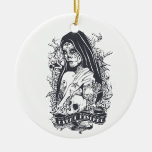 Gothische Zucker-Schädel-Frau-Tätowierungskunst Keramik Ornament