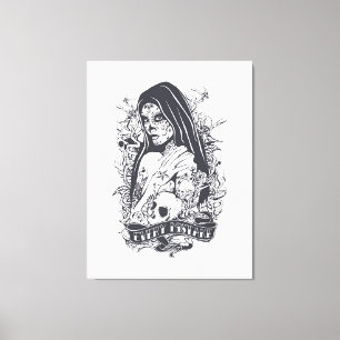 Gothische Zucker-Schädel-Frau-Tattoo-Kunst Leinwanddruck