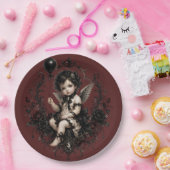 Gothischer Cherub Schwarze Rose Dunkle Romantik Pappteller (Party)