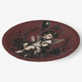 Gothischer Cherub Schwarze Rose Dunkle Romantik Pappteller (Schrägansicht)