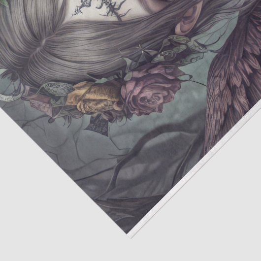 Gothischer Engel: Lily - Decoupage - Seidenpapier (Detail)