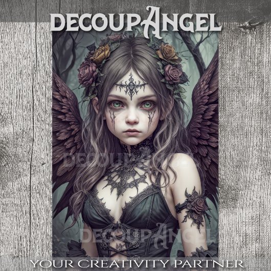 Gothischer Engel: Lily - Decoupage - Seidenpapier