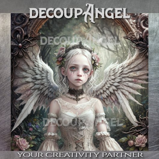 Gothischer Engel: Lise - Decoupage - Seidenpapier