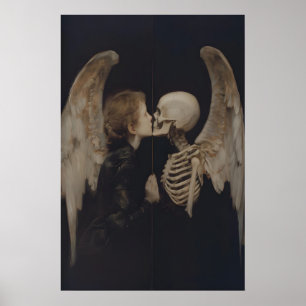 Gothischer Engel Spiegel Reflexion Skelett Kunst Poster