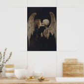 Gothischer Engel Spiegel Reflexion Skelett Kunst Poster (Küche)