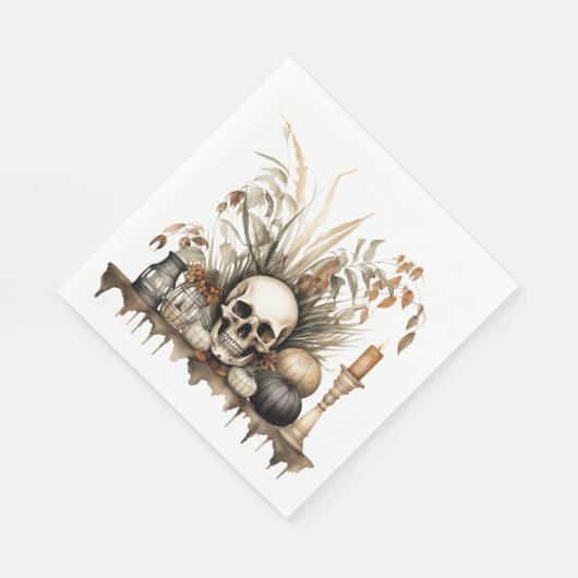 Gothischer Fall - Skull und Pampas Grass Party Serviette (Ecke)