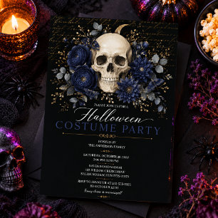 Gothischer floraler Totenkopf Halloween Elegante P Einladung