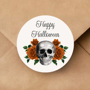 Gothischer floraler Totenkopf Halloween Runder Aufkleber