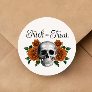 Gothischer floraler Totenkopf Trick Or Treat Hallo Runder Aufkleber