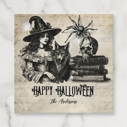 Gothischer Halloween-Schädelwolf Geschenkanhänger (Vorderseite)