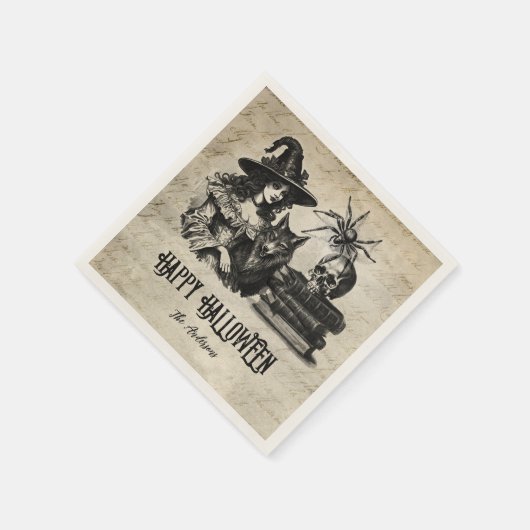 Gothischer Halloween-Schädelwolf Serviette (Ecke)