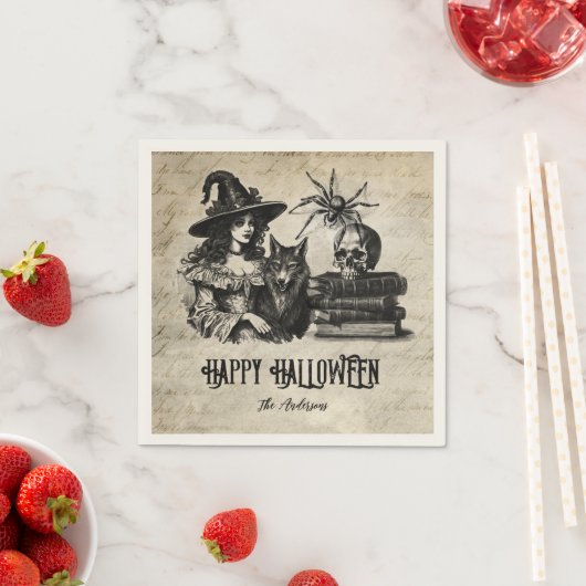 Gothischer Halloween-Schädelwolf Serviette (Beispiel)