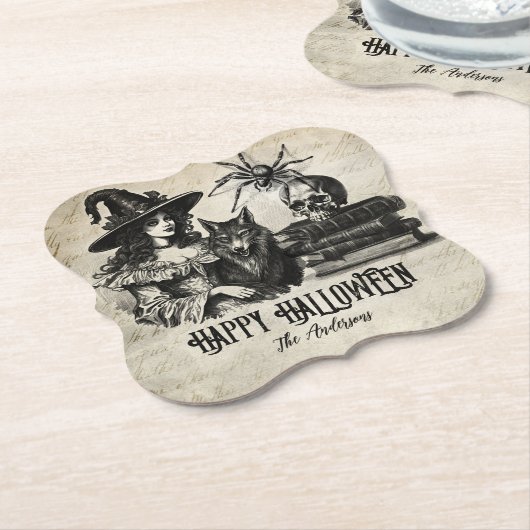 Gothischer Halloween-Schädelwolf Untersetzer (angewinkelt)