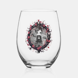 Gothischer Junge mit Blume Kraut Edelstahlglas Weinglas Ohne Stiel