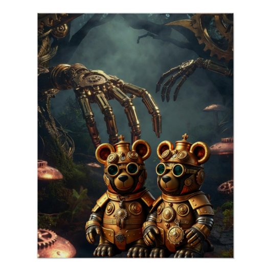 Gothischer mechanischer dunkler Wald Steampunk Gum Poster (Vorderseite)