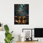Gothischer mechanischer dunkler Wald Steampunk Gum Poster (Heimbüro)