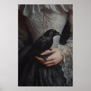Gothischer, melancholischer Raben-Druck, Krähen-Po Poster