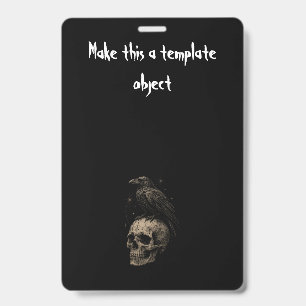 Gothischer Rabe auf Totenkopf-Vintage-Halloween-Ei Ausweis