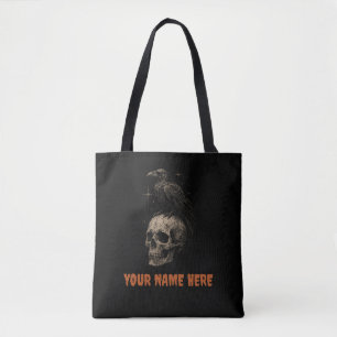 Gothischer Rabe auf Totenkopf-Vintage-Mysterium . Tasche