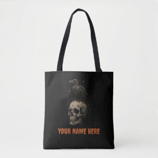 Gothischer Rabe auf Totenkopf-Vintage-Mysterium . Tasche