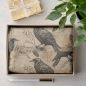 Gothischer Rabe Dunkle Akademie Floral Vintage Sti Seidenpapier (Geschenk)