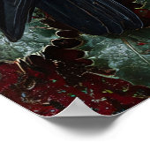 Gothischer Rabe mit Stechpalme und Beeren Poster (Ecke)