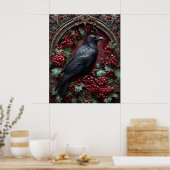 Gothischer Rabe mit Stechpalme und Beeren Poster (Küche)