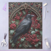 Gothischer Rabe mit Stechpalme und Beeren Seidenpapier (Basteln)