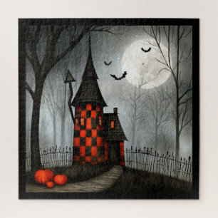 Gothischer Schachbrett-Halloween-Turm Puzzle