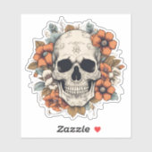 Gothischer Schädel mit Blume wasserdicht Aufkleber (Blatt)