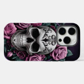 Gothischer Schädel mit Lila Rose Case-Mate iPhone Hülle (Rückseite (Horizontal))