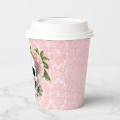 Gothischer Schädel mit rosa Rosen Pappbecher (Links)